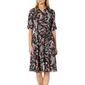 Nanette Lepore Black Paisley Print Shirt Dress 2